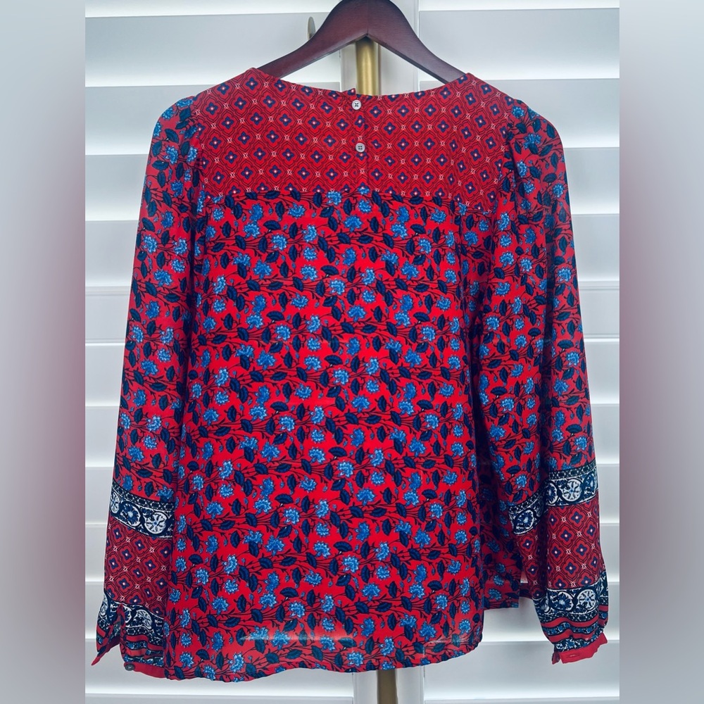 Loft Sz M Red w/Blue Floral Print - Picture 5 of 9